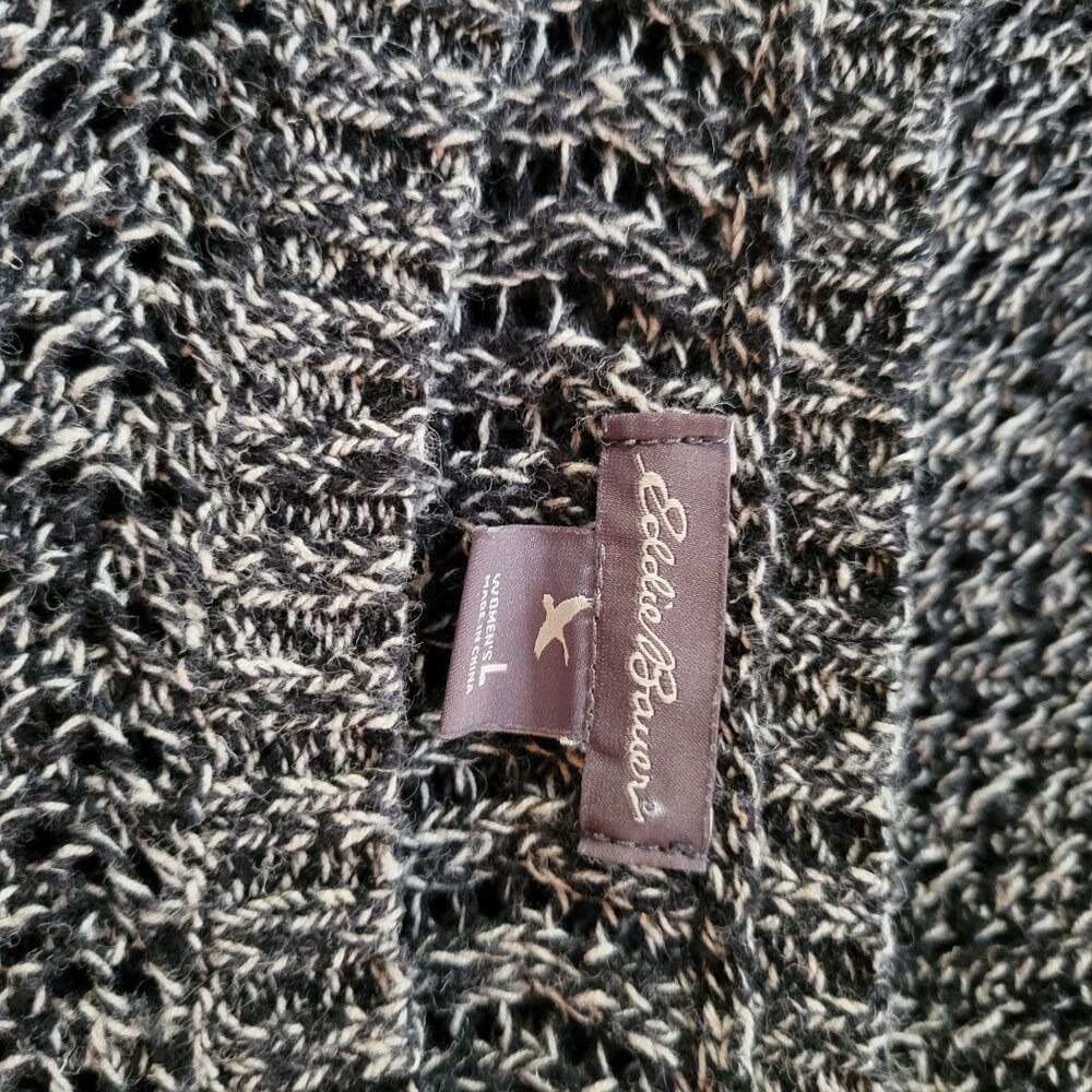 Eddie Bauer Womens Black & White Textured Knit Sweater Size L - Picture 3 of 5